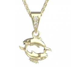 BG zlatý přívěšek Ryby 040 Žluté zlato - 585 Diamant
