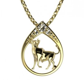 BG zlatý diamantový přívěšek Býk 047 Žluté zlato - 585 Diamant lab-grown