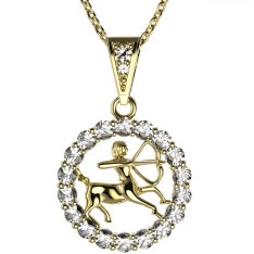 BG zlatý diamantový přívěšek Střelec 044 Žluté zlato - 585 Diamant lab-grown