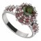 BG prsten 751-X kulatého tvaru - Kov: Stříbro 925 - rhodium, Kámen: Vltavín a granát