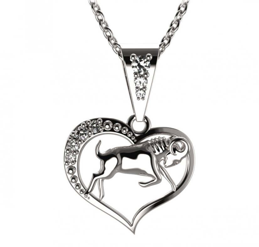 BG zlatý přívěšek Beran 042 Bílé zlato - 585 Diamant