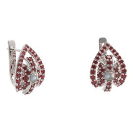 BG náušnice s přírodní perlou 537-90 Stříbro 925 - rhodium Granát a perla