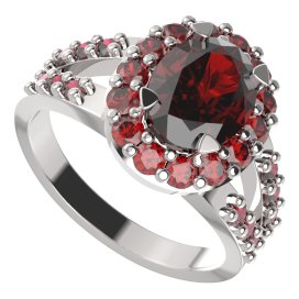 BG prstýnek 728 Stříbro 925 - rhodium Granát