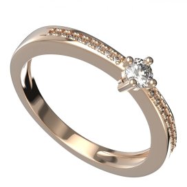 BG zlatý diamantový prstýnek 1441 /zásnubní-snubní/ Růžové zlato 585 (30-90dní) Diamant lab-grown