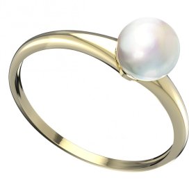 BG zlatý prstýnek s perlou 561 I Žluté zlato - 585 Bílá perla