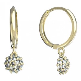 BG zlaté náušnice kytička 850 Žluté zlato - 585 Diamant