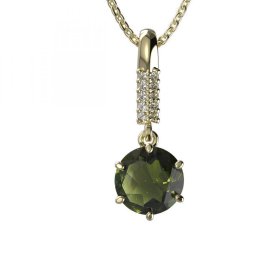 BG vltavínový přívěšek 681 Žluté zlato - 585 Vltavín a diamant