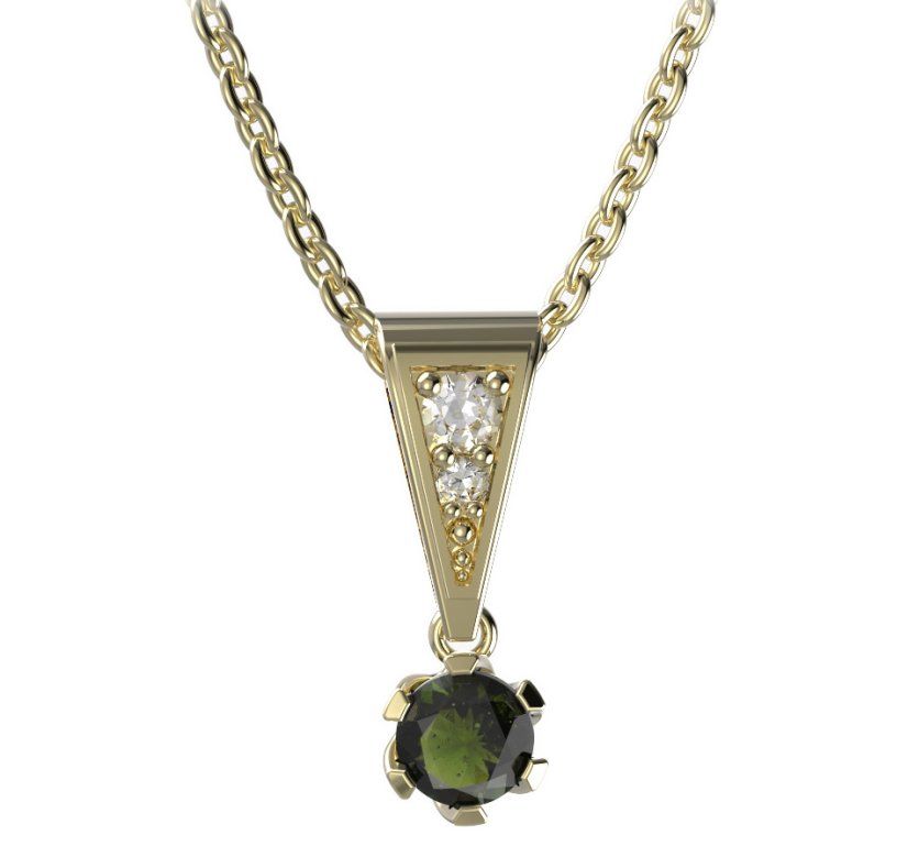 BG vltavín přívěšek 870 Žluté zlato - 585 Vltavín a diamant