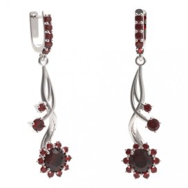 BG náušnice kruhováho tvaru 511-P93 Stříbro 925 - rhodium Granát