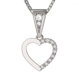 BG zlatý diamantový přívěšek srdíčko 1251 Bílé zlato - 585 Diamant lab-grown