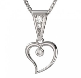 BG zlatý diamantový přívěšek srdíčko 1267 Bílé zlato - 585 Diamant lab-grown