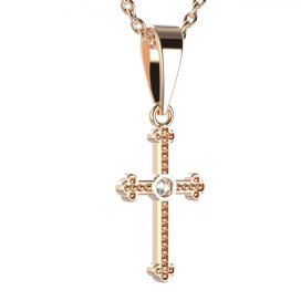 BG zlatý diamantový přívěšek křížek 1110 Růžové zlato 585 (30-90dní) Diamant lab-grown