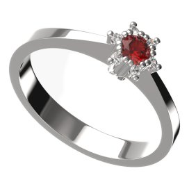 BG zlatý prstýnek 765 Bílé zlato - 585 Červený kubický zirkon