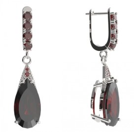 BG náušnice ve tvaru kapky 694-96 Stříbro 925 - rhodium Granát
