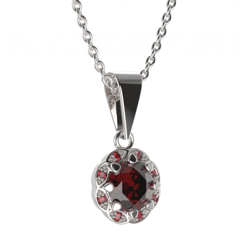 BG přívěs kulatý 993-0 Stříbro 925 - rhodium Granát