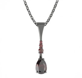 BG přívěs s centrálním kapkovitým kamenem 494-B Stříbro 925 - ruthenium (30-90dní) Granát