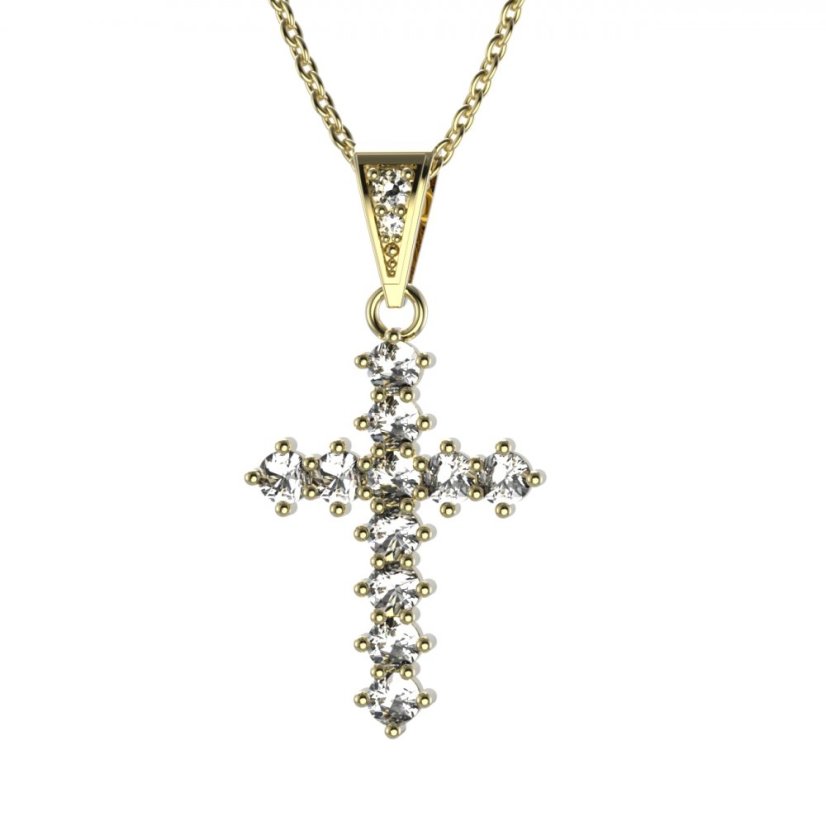Zlatý přívěsek křížek s lab-grown diamantem, žluté zlato 585 – 258 (Zd342581)