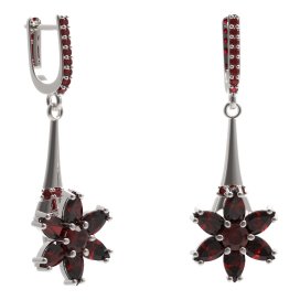 BG náušniceve tvaru hvězdy 520-C91 Stříbro 925 - rhodium Granát