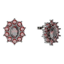 BG náušnice ovál -  018 Stříbro 925 - ruthenium (30-90dní) Granát