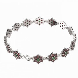 BG náramek 157 Stříbro 925 - rhodium Vltavín a granát