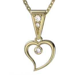 BG zlatý diamantový přívěšek srdíčko 1267 Žluté zlato - 585 Diamant lab-grown