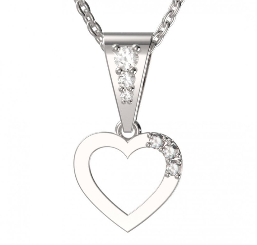 BG zlatý diamantový přívěšek srdíčko 1257 Bílé zlato - 585 Diamant lab-grown