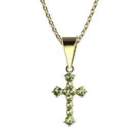 BG zlatý přívěšek křížek 256 Žluté zlato - 585 Zelený kubický zirkon