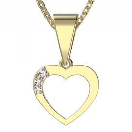 BG zlatý diamantový přívěšek srdíčko 1256 Žluté zlato - 585 Diamant lab-grown