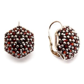 BG náušnice osázené kameny:granát  862 Bílé zlato - 585 Granát