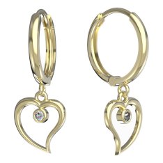 Bg náušnice srdíčko 1267 Žluté zlato - 585 Bílý kubický zirkon