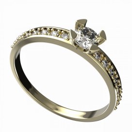 BG zlatý diamantový prstýnek 884 E Žluté zlato - 585 Diamant lab-grown