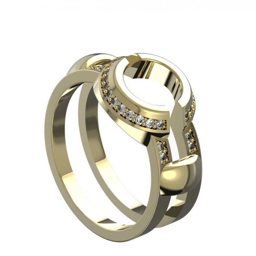 Zlatý prsten s diamantem, žluté zlato 585 – 32666 (ZD32666b)