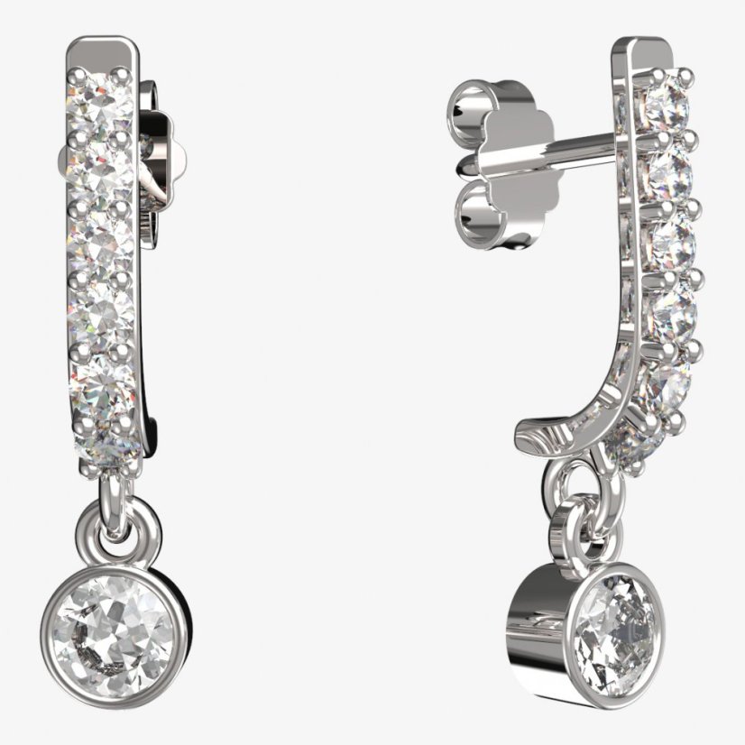 BG zlaté náušnice 722 Bílé zlato - 585 Diamant