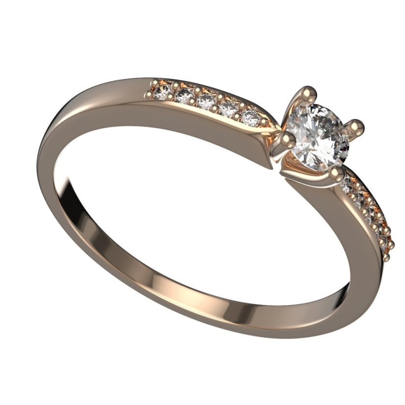 Zlatý prsten s diamantem, růžové zlato 585 – 1437 (ZD111437)