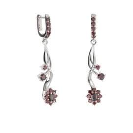 BG náušnice s centrálním oválným kamenem 627-P93 Stříbro 925 - rhodium Granát