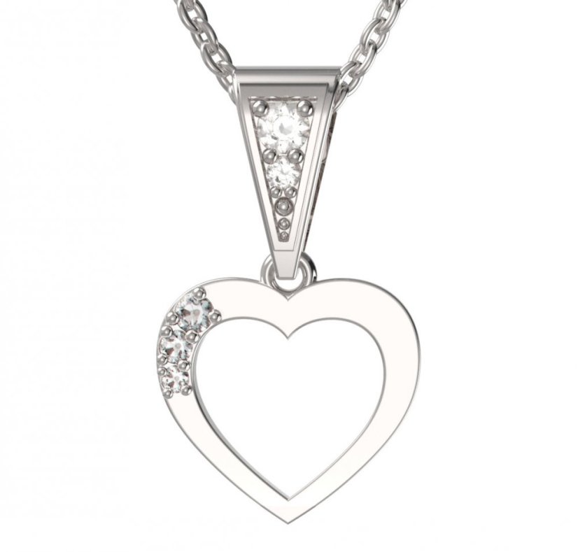 BG zlatý přívěšek srdíčko 1256 Bílé zlato - 585 Diamant