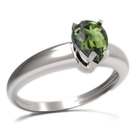 BG prsten s kapkovitým kamenem 495-I Bílé zlato - 585 Vltavín