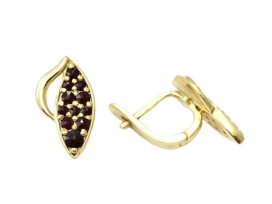 BG náušnice s českým granátem 1156 Žluté zlato - 585 Granát