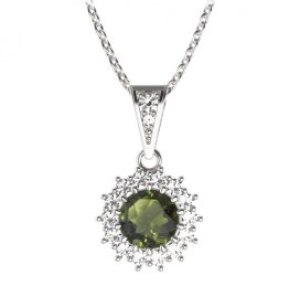 BG přívěs kulatý 096-1 Stříbro 925 - rhodium Vltavín a  kubický zirkon