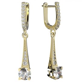BG zlaté náušnice 985 Žluté zlato - 585 Bílý kubický zirkon