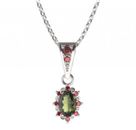 BG přívěs oválný 953-1 Stříbro 925 - pozlacené Vltavín a granát