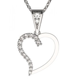 BG zlatý diamantový přívěšek srdíčko 1253 Bílé zlato - 585 Diamant lab-grown