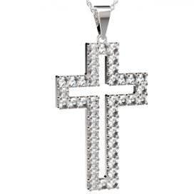 BG zlatý přívěšek křížek 238 Bílé zlato - 585 Diamant