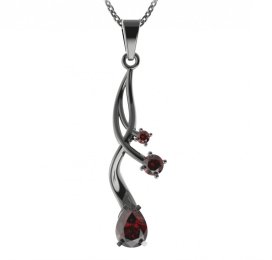 BG přívěs s centrálním kapkovitým kamenem 495-P Stříbro 925 - ruthenium (30-90dní) Granát