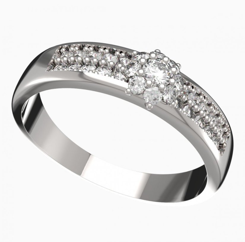 BG zlatý prstýnek 886 F Bílé zlato - 585 Diamant