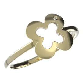 BeKid dětský prsten  čtyřlístek 849 Žluté zlato - 585 Bílý kubický zirkon