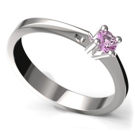 BG zlatý prstýnek 782 Bílé zlato - 585 Růžový kubický zirkon