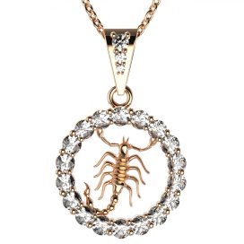 Zlatý přívěsek znamení Štír s lab-grown diamantem, růžové zlato 585 – 044 (Zd14044K2)