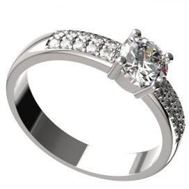 BG zlatý prstýnek s diamanty 726 Bílé zlato - 585 Diamant lab-grown