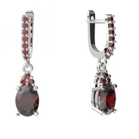 BG náušnice český přírodní granát  712-84 + Stříbro 925 - rhodium Granát